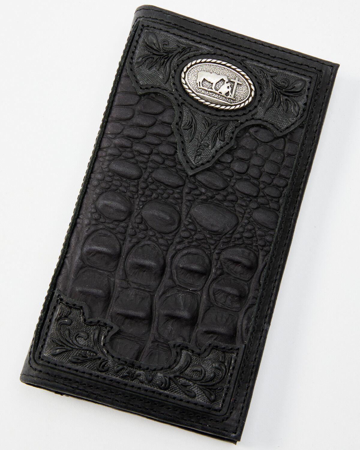 Image #1 - Cody James Men's Crocodile Embossed Rodeo Wallet, Black, hi-res