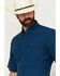 Image #2 - Wrangler Men's Solid Long Sleeve Snap Performance Western Shirt, Navy, hi-res
