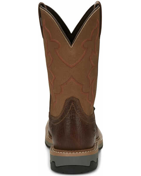 Image #4 - Justin Men's Carbide Western Work Boots - Composite Toe, Brown, hi-res