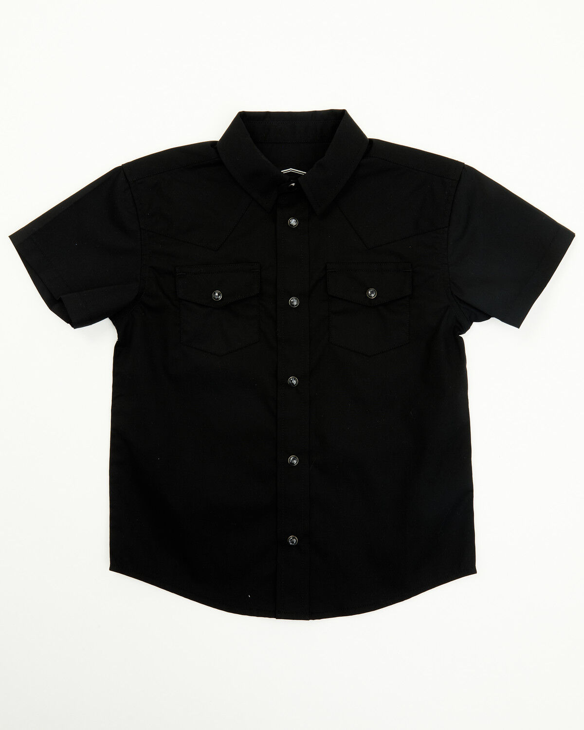 Image #1 - Gibson Trading Co Toddler Boys' Solid Short Sleeve Snap Stretch Western Shirt, Black, hi-res