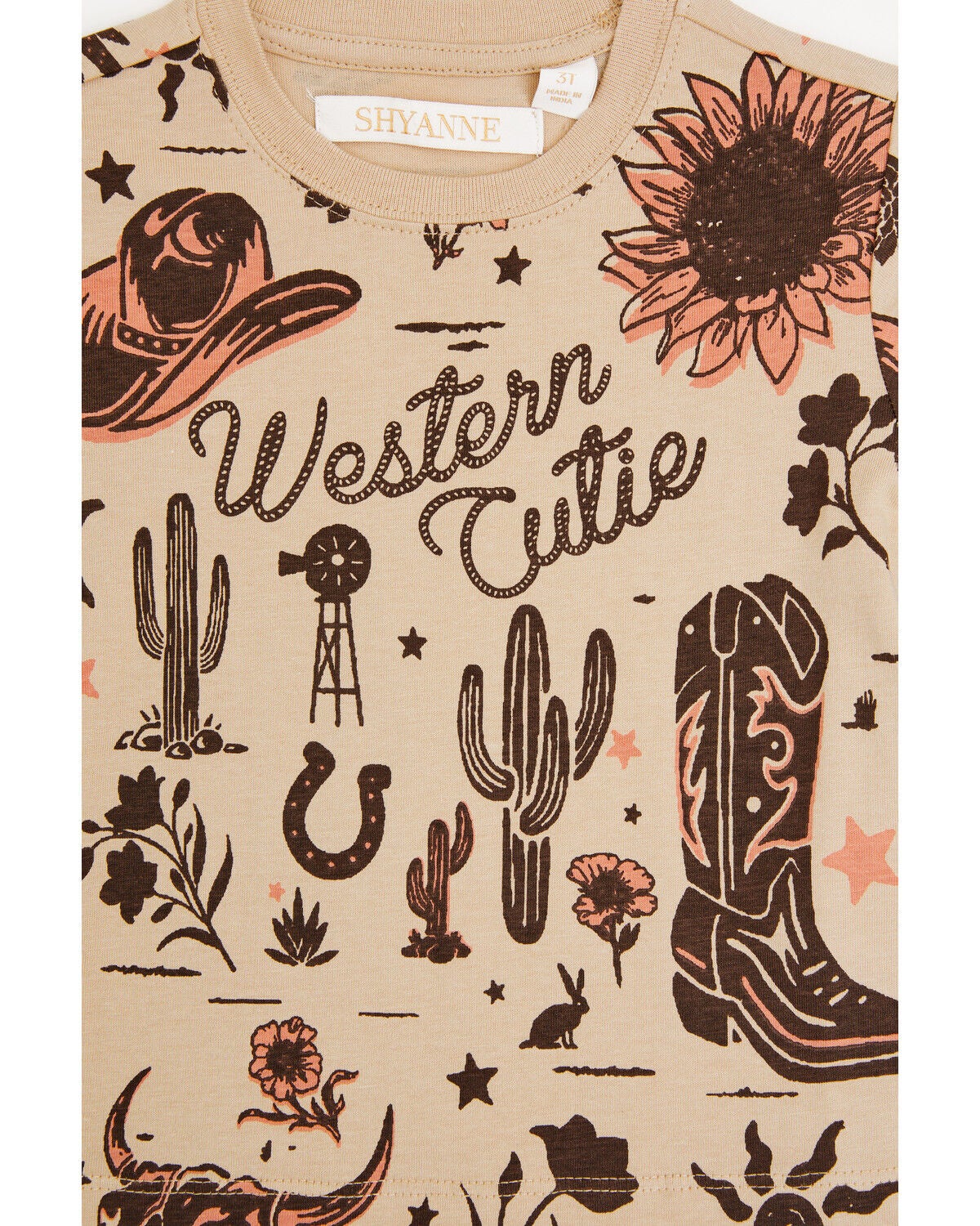 Image #2 - Shyanne Toddler Girls' Western Cutie Printed Short Sleeve Graphic Tee, Khaki, hi-res