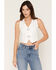 Image #1 - 1 Sunset Lane Women's Buckle Fitted Denim Vest, White, hi-res