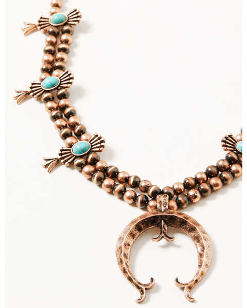 Image #2 - Shyanne Women's Copper Concho & Turquoise Beaded Squash Blossom Necklace, Rust Copper, hi-res