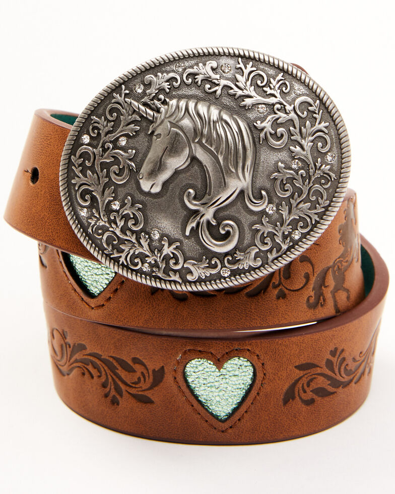 Catchfly Girls' Unicorn Belt, Brown, hi-res
