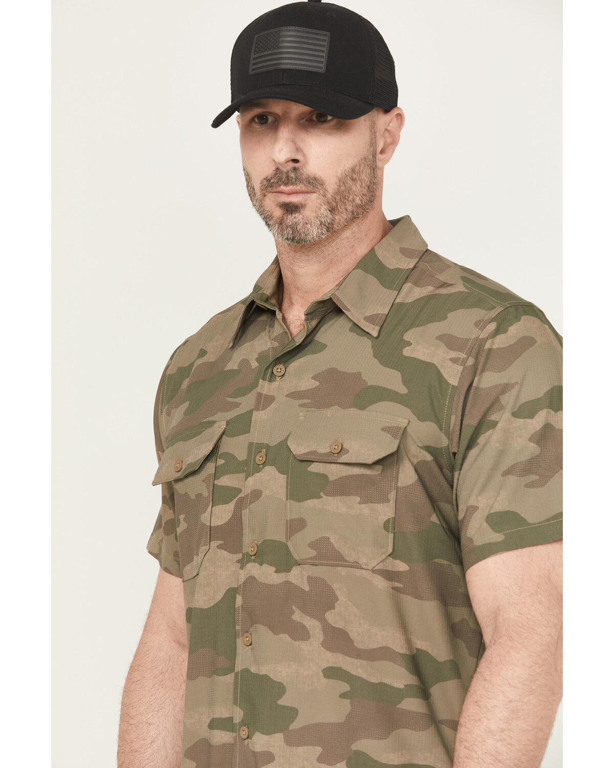 Image #2 - Dickies Men's Camo Print Short Sleeve Button-Down Performance Work Shirt, Camouflage, hi-res