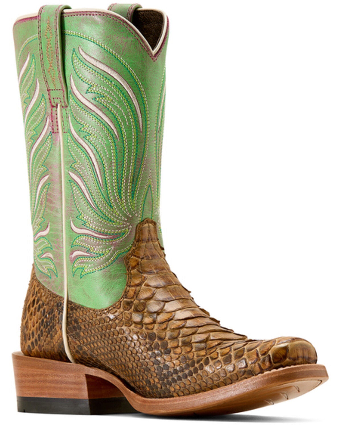 Image #1 - Ariat Women's Exotic Python Futurity Dash Western Boots - Square Toe, Honey, hi-res