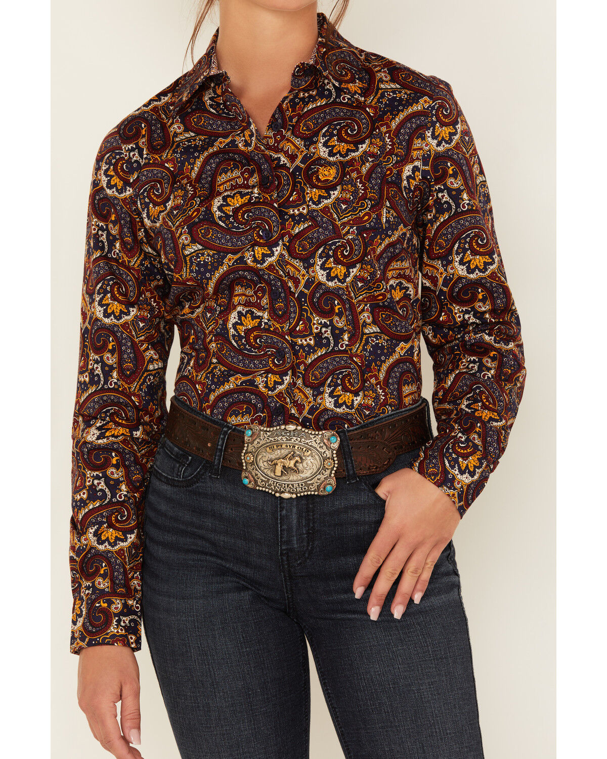 Image #3 - Cinch Women's Floral & Paisley Print Long Sleeve Button-Down Shirt, , hi-res