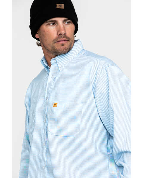 Image #5 - Wrangler 20X Men's FR Tonal Stripe Long Sleeve Work Shirt - Big , Blue, hi-res