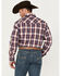 Image #4 - Roper Men's Amarillo Plaid Print Long Sleeve Pearl Snap Western Shirt, Blue, hi-res