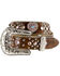 Image #1 - Nocona Belt Co. Girls' Heart Concho Croc Print Leather Belt - 18-26, Brown, hi-res