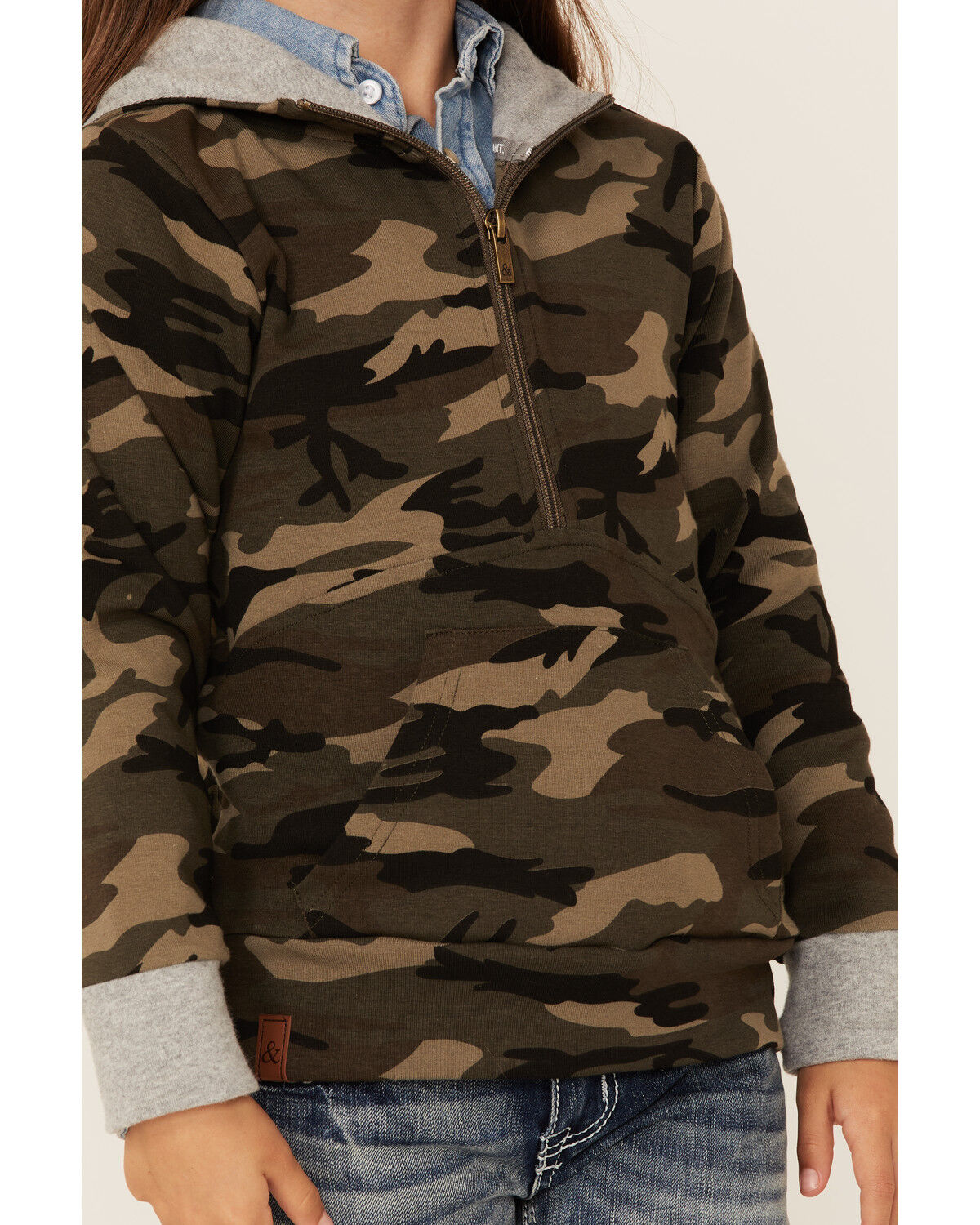 Image #3 - Ampersand Avenue Girls' Multi Camo Print 1/4 Zip Pullover, Multi, hi-res