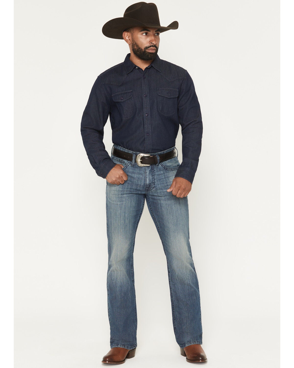 Image #1 - Cody James Men's Texas Wash Wyatt Slim Bootcut Stretch Denim Jeans, Dark Wash, hi-res