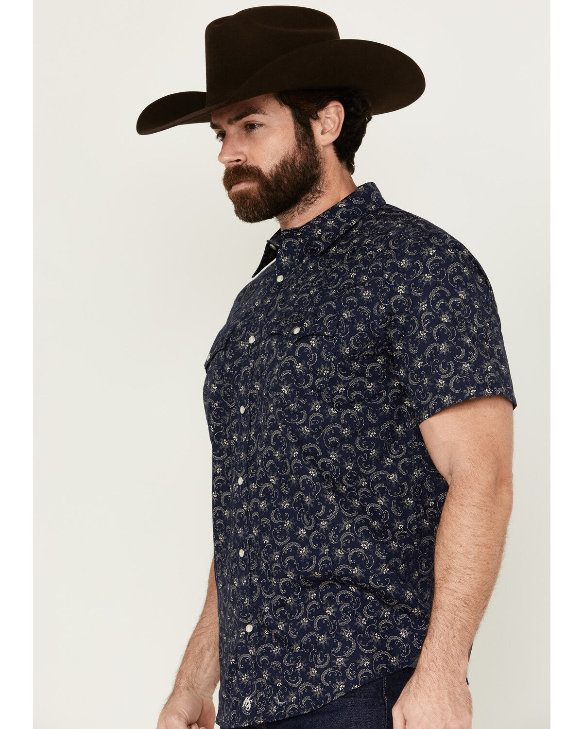 Image #2 - Moonshine Spirit Men's On Tour Floral Paisley Print Short Sleeve Snap Western Shirt, Blue, hi-res