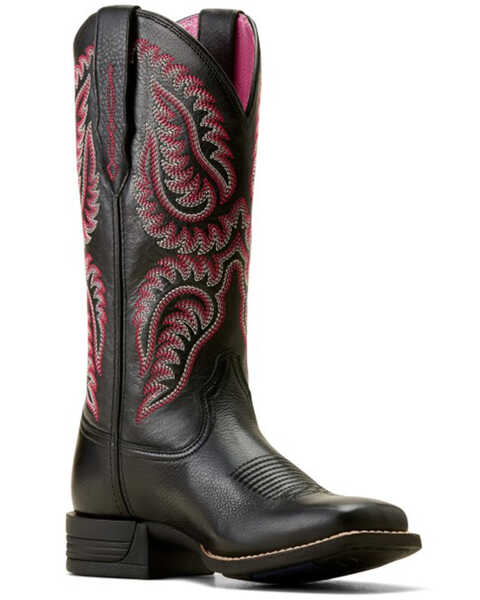Image #1 - Ariat Women's Cattle Caite StretchFit Performance Western Boots - Broad Square Toe , Black, hi-res