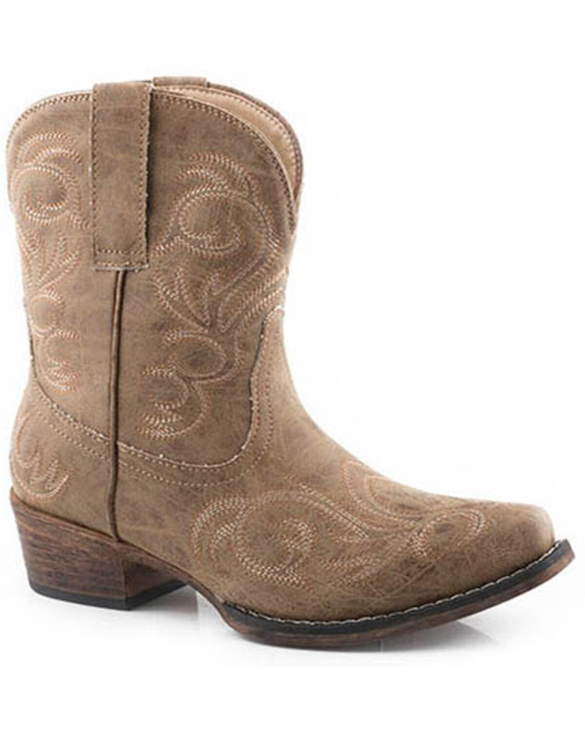 Image #1 - Roper Women's Riley Shorty Western Boots - Snip Toe, Tan, hi-res