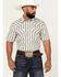 Image #1 - Gibson Trading Co Men's Side Swipe Vertical Striped Print Short Sleeve Snap Western Shirt, Ivory, hi-res