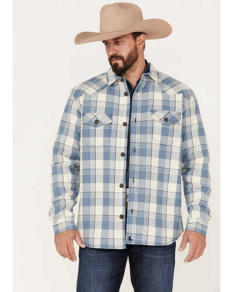 Image #1 - Cody James Men's Oregon Trail Plaid Button Down Bonded Western Flannel Shirt , Grey, hi-res