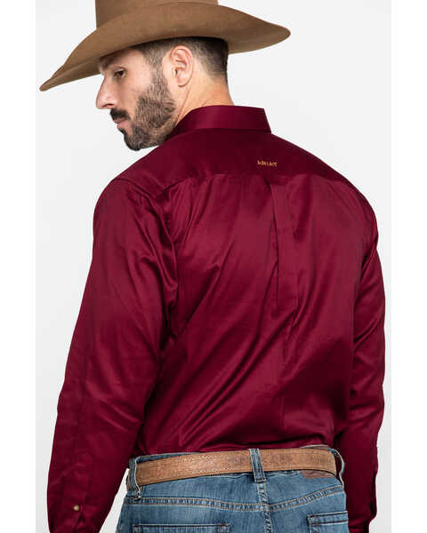 Image #9 - Ariat Men's Burgundy Solid Twill Long Sleeve Western Shirt, Burgundy, hi-res