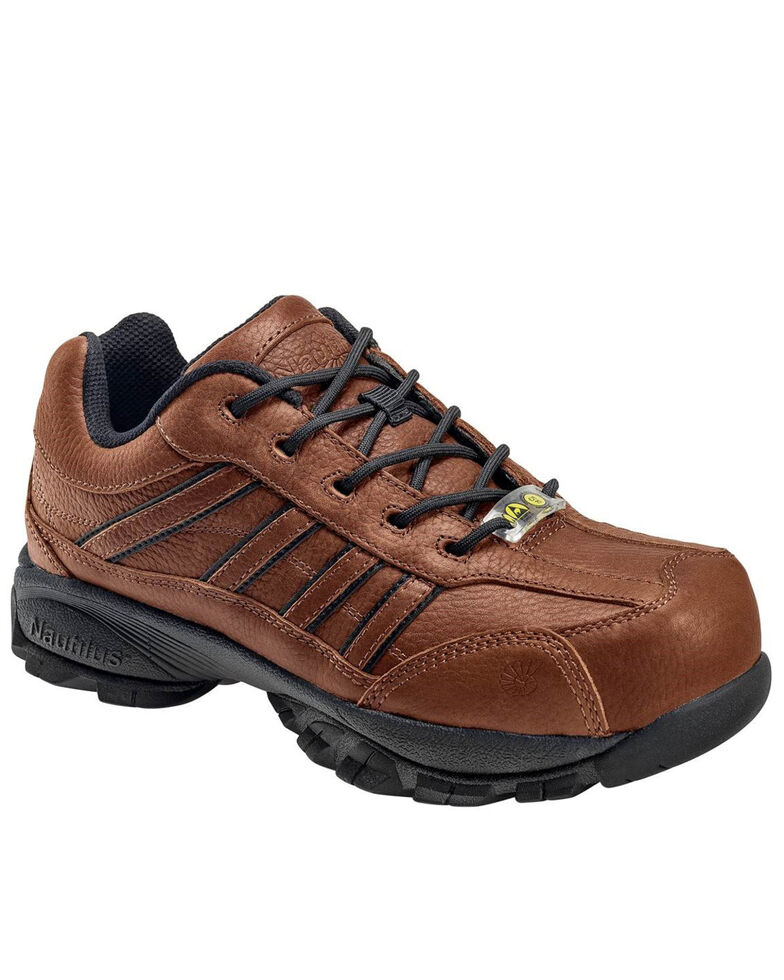 Nautilus Men's ESD Athletic Work Shoes - Steel Toe, Brown, hi-res
