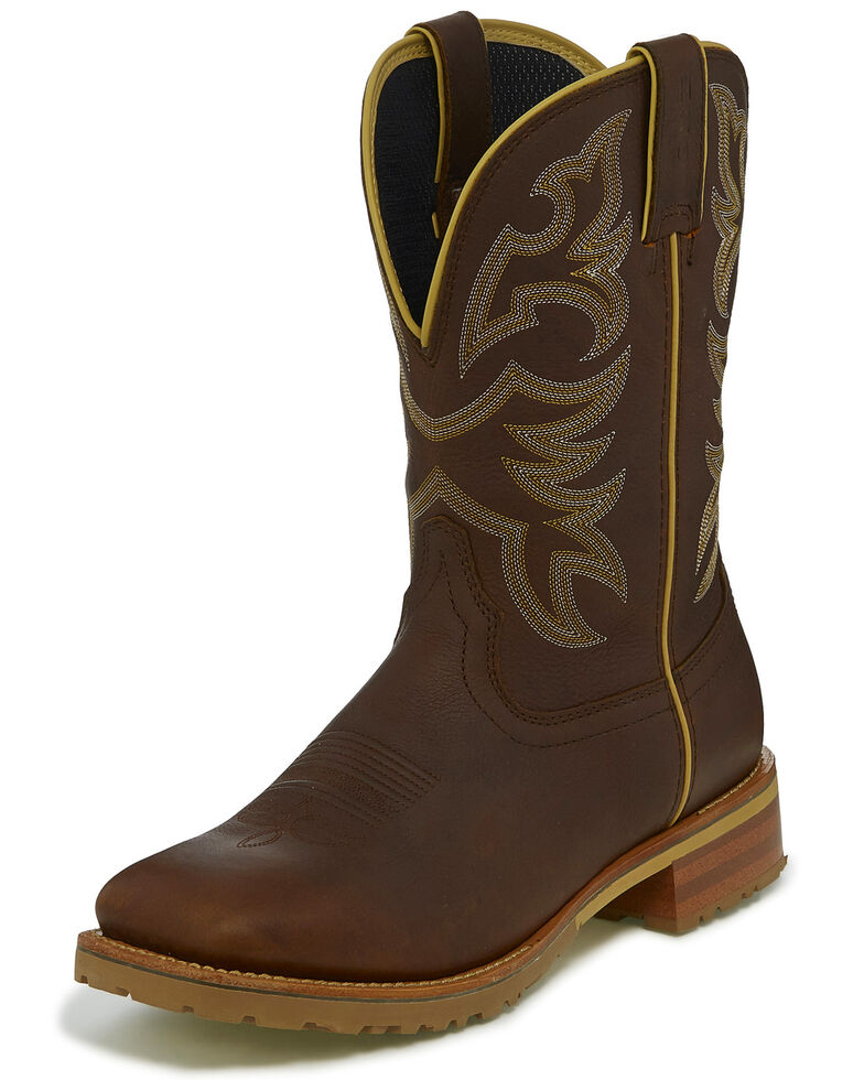 Justin Men's Marshal Whiskey Western Work Boots - Square Toe, Cognac, hi-res