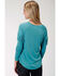 Roper Women's Solid Blue Feather Graphic Long Sleeve Top, Blue, hi-res