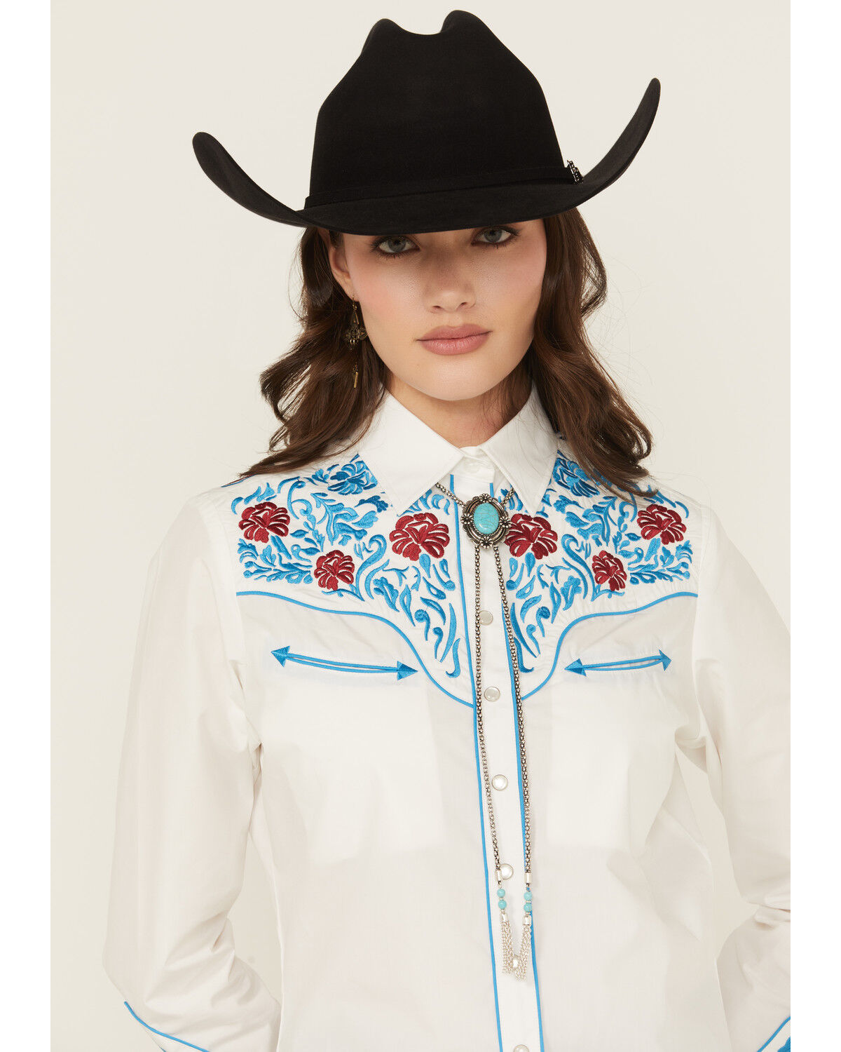 Image #1 - Shyanne Women's Floral Concho Bolo Necklace, Silver, hi-res