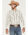 Image #1 - Panhandle Slim Men's Ikat Striped Print Long Sleeve Snap Western Shirt, Cream, hi-res