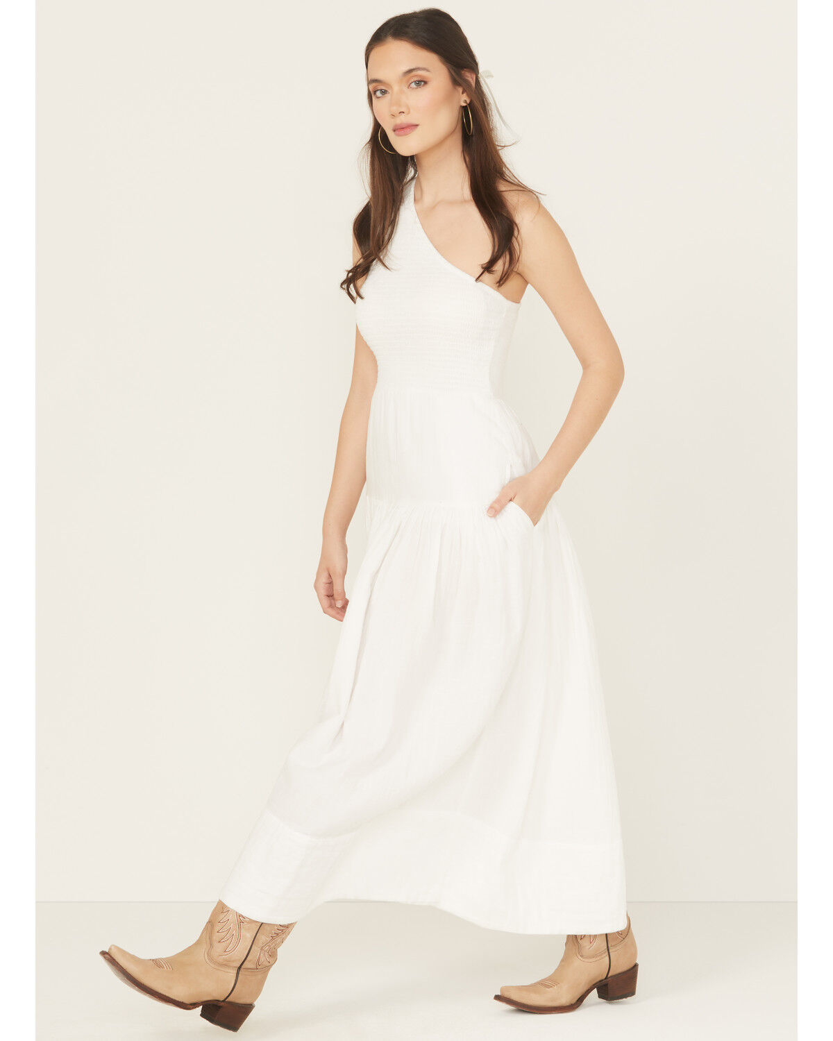 Image #2 - Revel Women's One Shoulder Midi Dress, White, hi-res