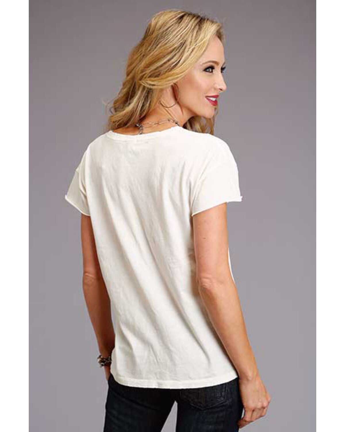Image #2 - Stetson Women's Serape Steer Skull Tee, White, hi-res