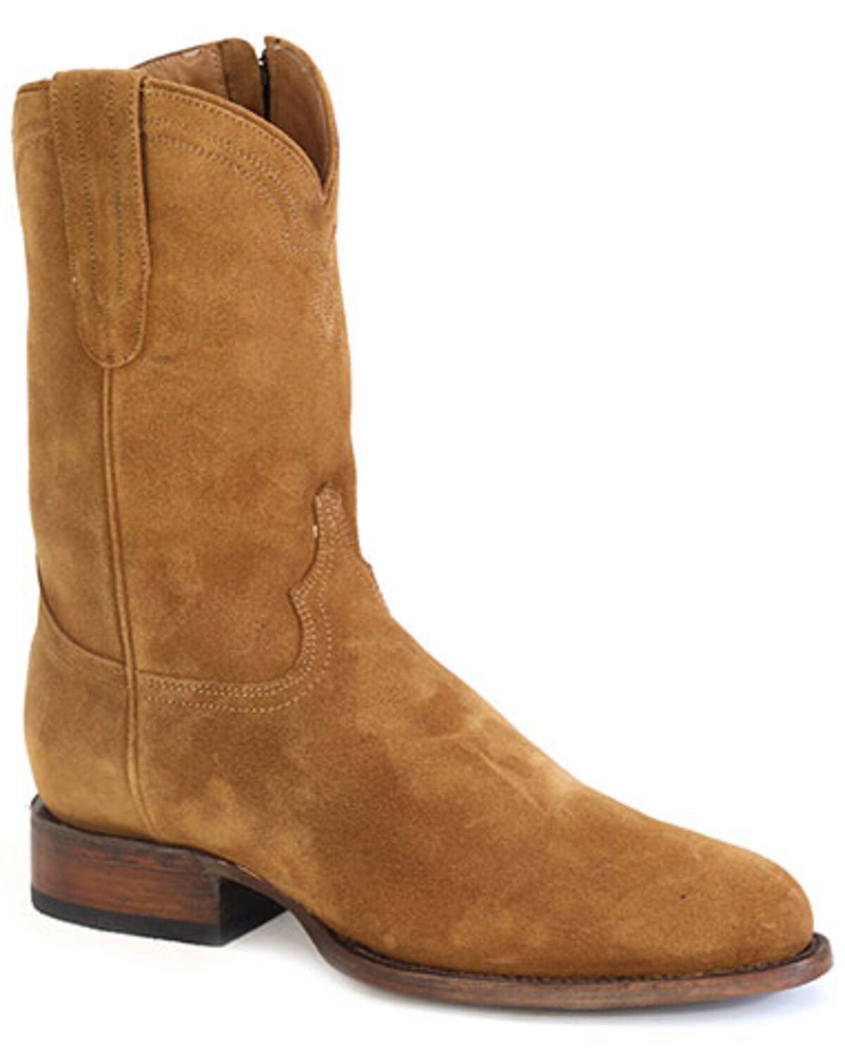 Stetson Men's Cash Suede Roper Boots - Round Toe, Tan, hi-res