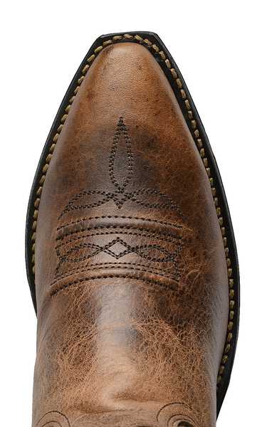 Image #6 - Abilene Women's Hand Tooled Inlay Western Boots - Snip Toe, Brown, hi-res