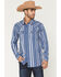 Image #1 - Moonshine Spirit Men's Bloom Striped Long Sleeve Snap Western Shirt, Blue, hi-res