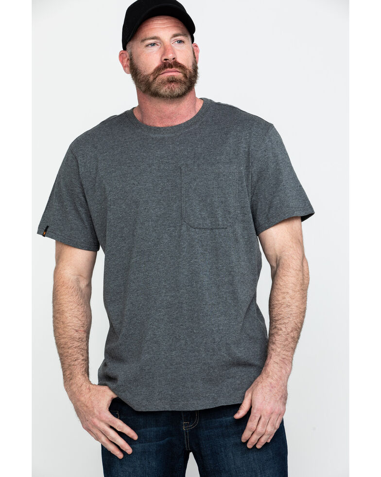 Hawx Men's Green Pocket Crew Short Sleeve Work T-Shirt - Big , Charcoal, hi-res