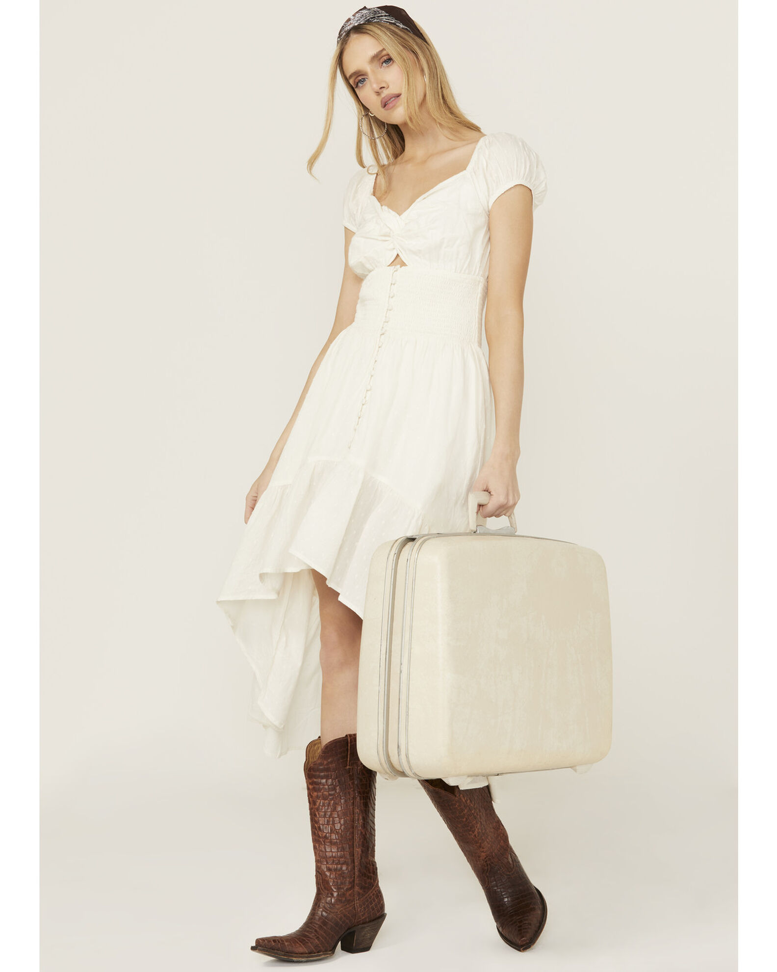 Product Name: Shyanne Women's Solid Twist Front Short Sleeve High-Low Dress