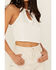 Image #3 - Shyanne Women's Textured Floral Halter Keyhole Tank Top, Ivory, hi-res