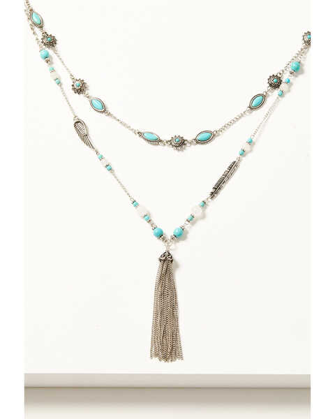 Shyanne Women's Prism Skies Rose Quartz & Turquoise Layered Necklace, Silver, hi-res