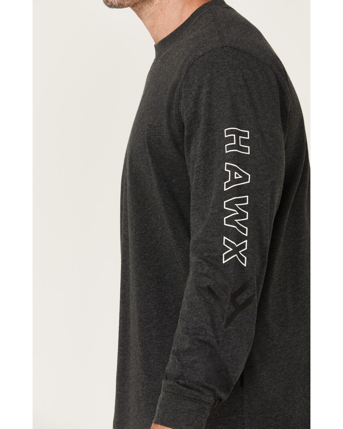 Image #3 - Hawx Men's Logo Long Sleeve Graphic Work T-Shirt, Charcoal, hi-res