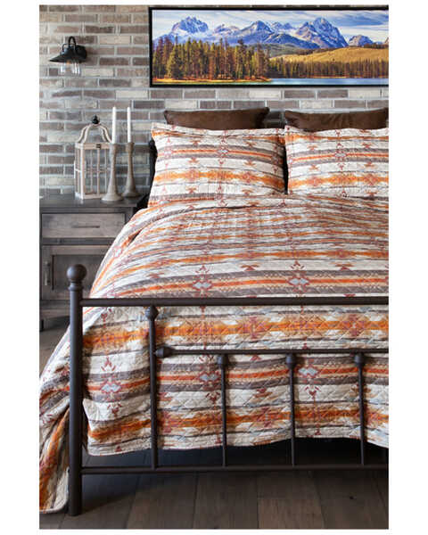 Image #4 - Carstens Home Wrangler Amarillo Sunset Queen Quilt Set - 3-Piece, Orange, hi-res
