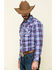 Rock & Roll Denim Men's Ombre Crinkle Plaid Long Sleeve Western Shirt , Blue, hi-res