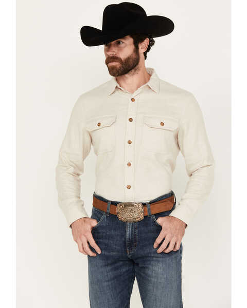 Image #1 - Pendleton Men's Solid Long Sleeve Button-Down Flannel Shirt, Sand, hi-res