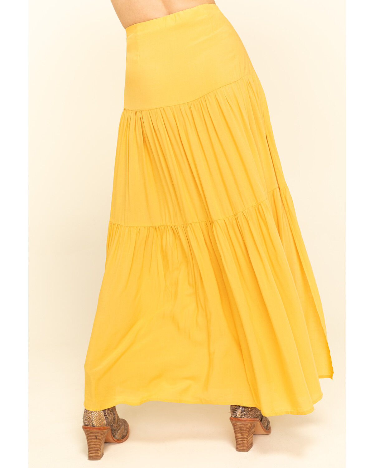Mustard tiered maxi skirt clearance