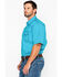 Wrangler 20X Men's Competition Geo Print Short Sleeve Snap Western Shirt, Turquoise, hi-res