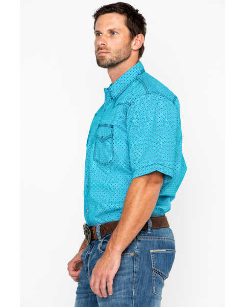 Image #3 - Wrangler 20X Men's Competition Geo Print Short Sleeve Snap Western Shirt, Turquoise, hi-res