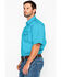 Wrangler 20X Men's Navy Competition Geo Print Short Sleeve Western Shirt, Turquoise, hi-res
