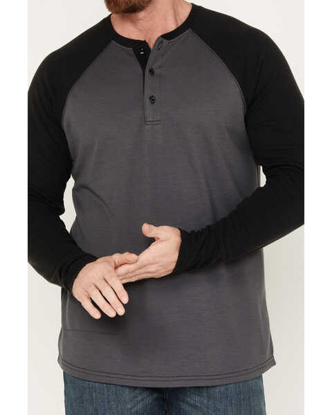 Image #3 - Cody James Men's FR Raglan Long Sleeve Henley Work Shirt , Black, hi-res