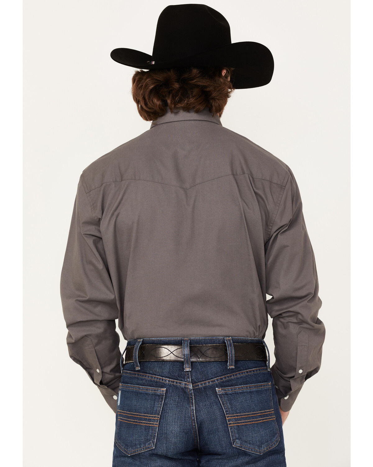 Image #4 - Resistol Men's Jax Solid Button Down Western Shirt, Dark Grey, hi-res