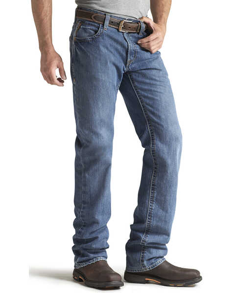 Ariat Men's FR M3 Medium Wash Loose Basic Stackable Straight Leg Jean, Denim, hi-res