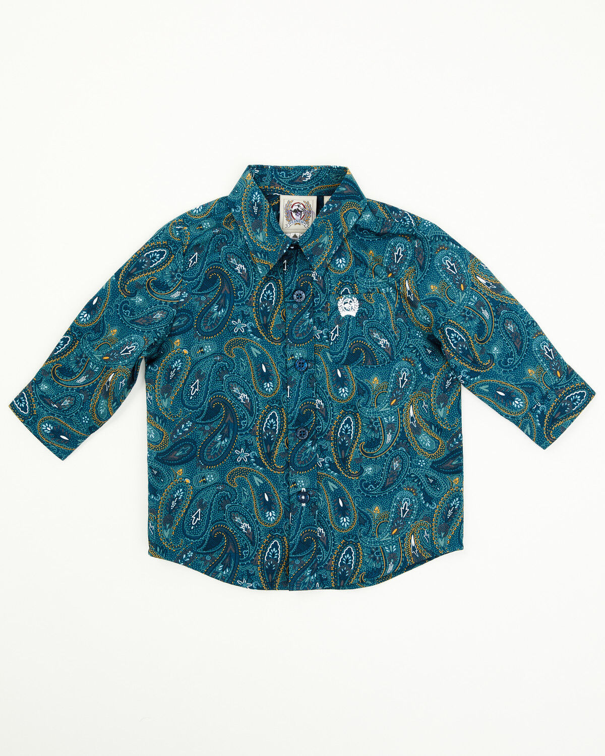 Image #1 - Cinch Infant Boys' Paisley Print Long Sleeve Button-Down Western Shirt, Blue, hi-res