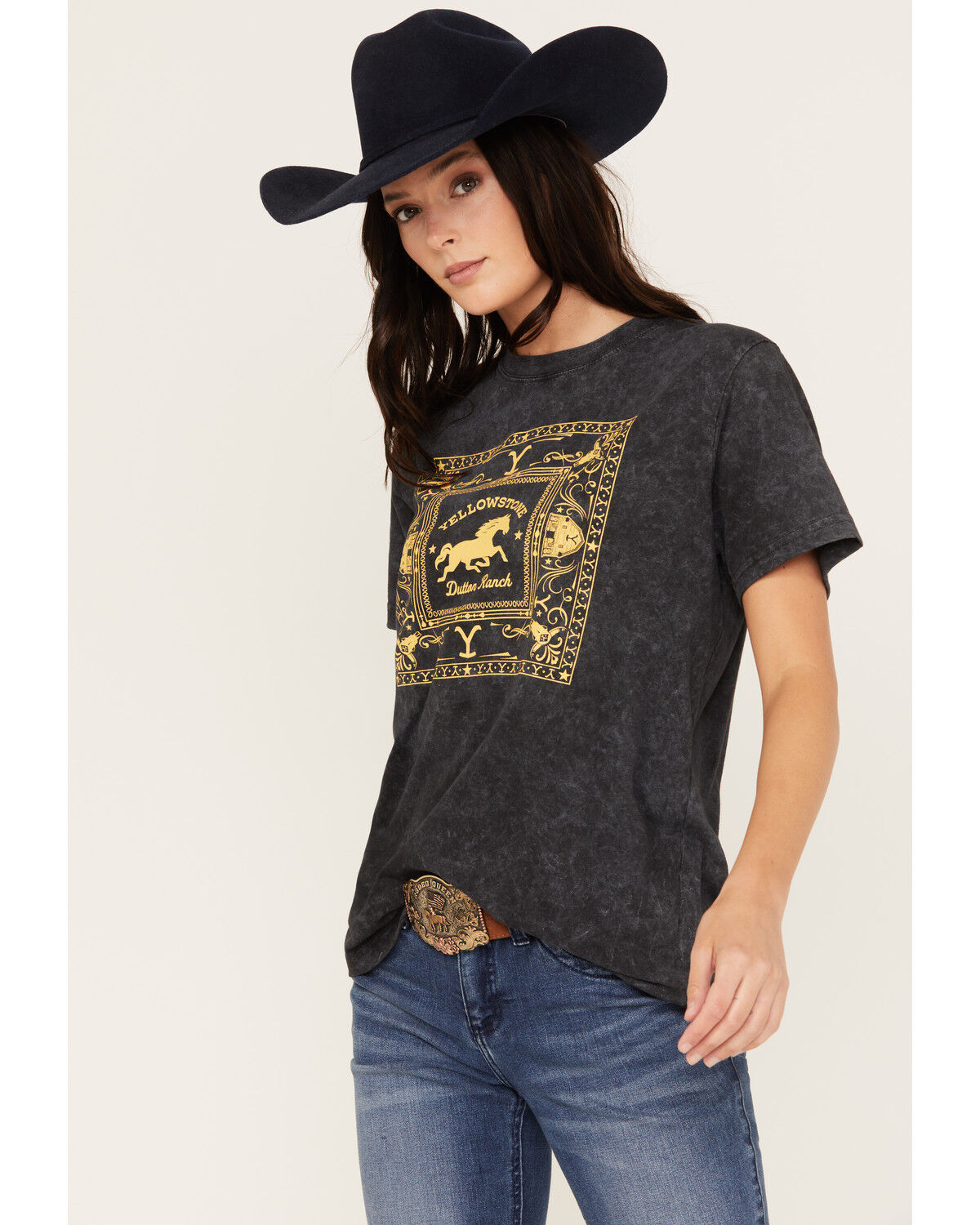 Image #2 - Paramount Network's Yellowstone Women's Bandana Short Sleeve Graphic Tee, Black, hi-res