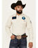 Image #1 - RANK 45&reg; Men's Patched Racer Logo Long Sleeve Snap Stretch Performance Western Shirt, Ivory, hi-res